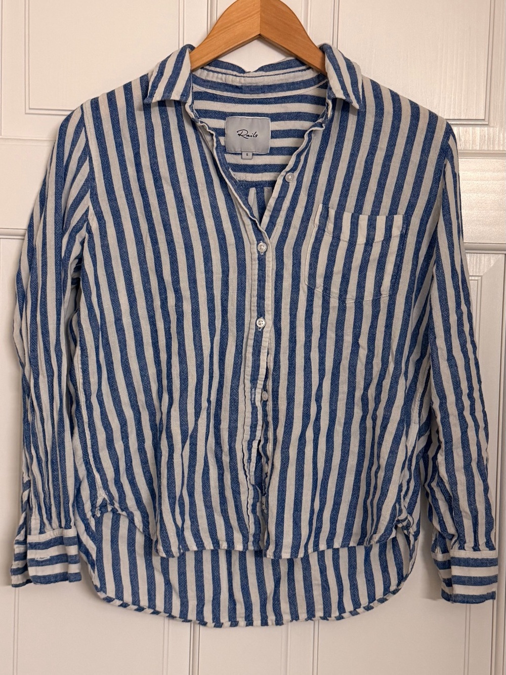 Rails Blue and White Striped Shirt with Classic Collar